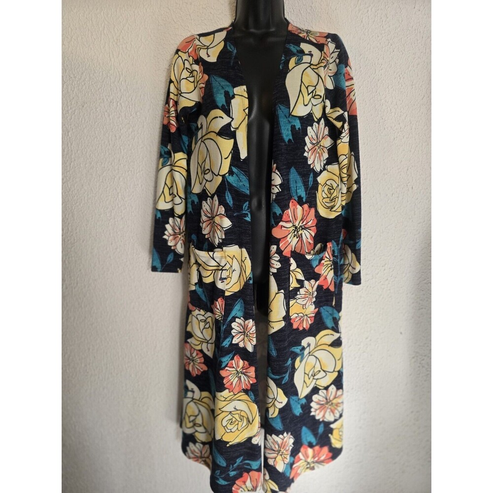 LuLa Rose Long Cardigan/Duster/Jacket Sz S TWO Pockets COTTAGECRE Vintage